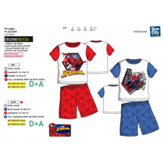 Pigiama Bambino Spider-man T-shirt e pantaloncino ART. ER2000